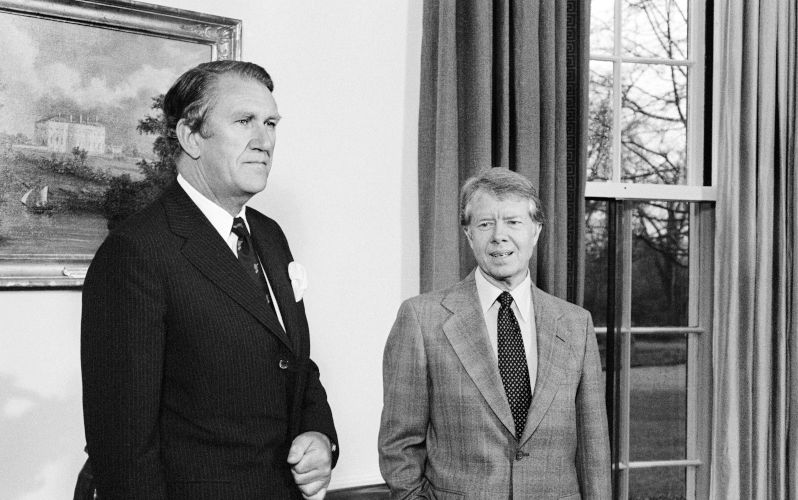 Washington, DC, USA: Australian Prime Minister Malcolm Fraser with U.S. President Jimmy Carter, Half-Length Portrait, Washington, D.C., USA, 1979, 1970-1979, 1970s, Marion S. Trikosko (Credit Image: Circa Images/JT Vintage via ZUMA Press Wire)Image: Alamy Contributor: ZUMA Press, Inc. Image ID:3C8XT7M