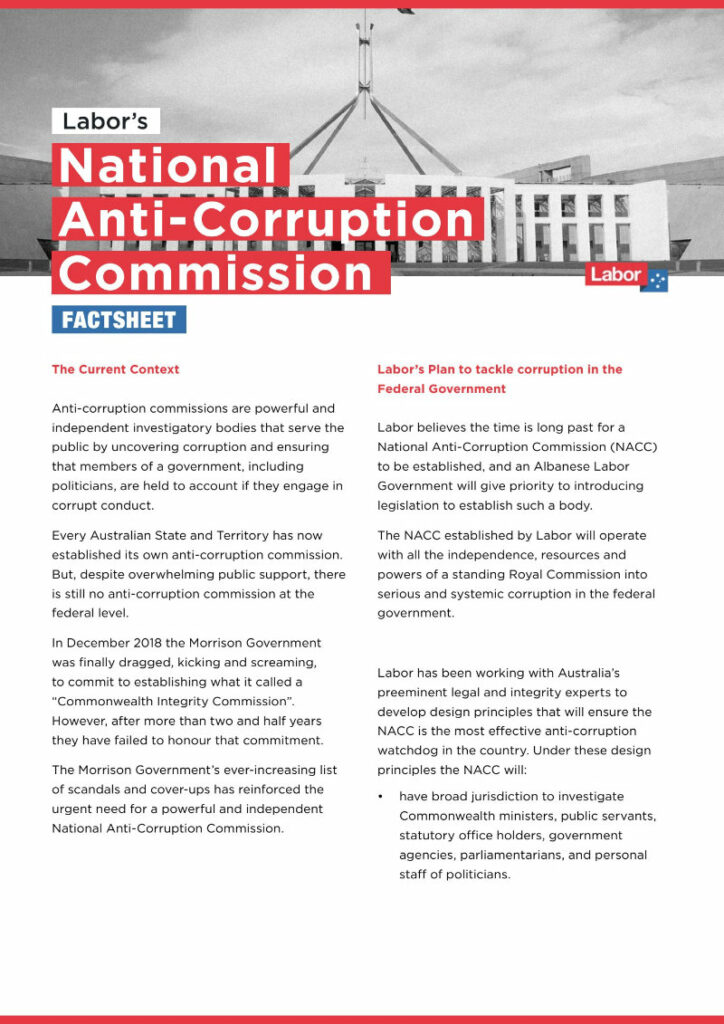 Labors NACC proposal