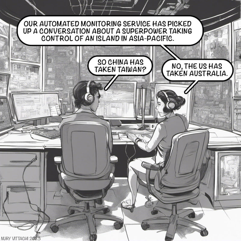 A super power has taken over an island. Is it Taiwan or Australia?