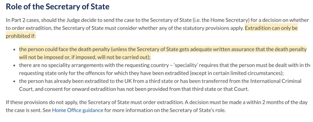 Extradition, roles of the Secretary of State cps.gov.uk Screenshot